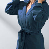 Peignoir en microfibre pour adulte, bleu marine