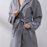 Adult gray microfiber bathrobe