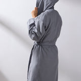Adult gray microfiber bathrobe