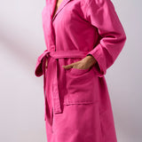 Peignoir adulte en microfibre framboise