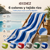 Serviette de plage en coton rayé bleu