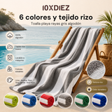 Serviette de plage en coton rayé gris