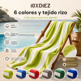 Serviette de plage en coton rayé citron vert