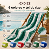 Serviette de plage en coton à rayures vertes